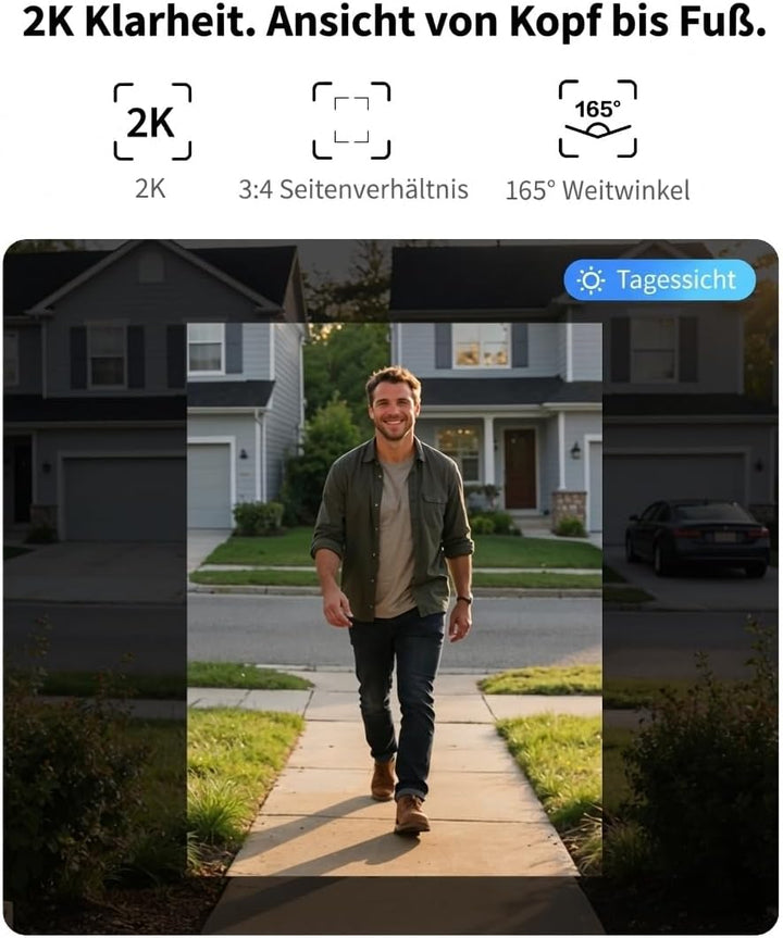 Aqara Türklingel-Kamera G400 mit Chime, Kabelgebunden/PoE, HomeKit Secure Video, 2K HD Panoramaansic