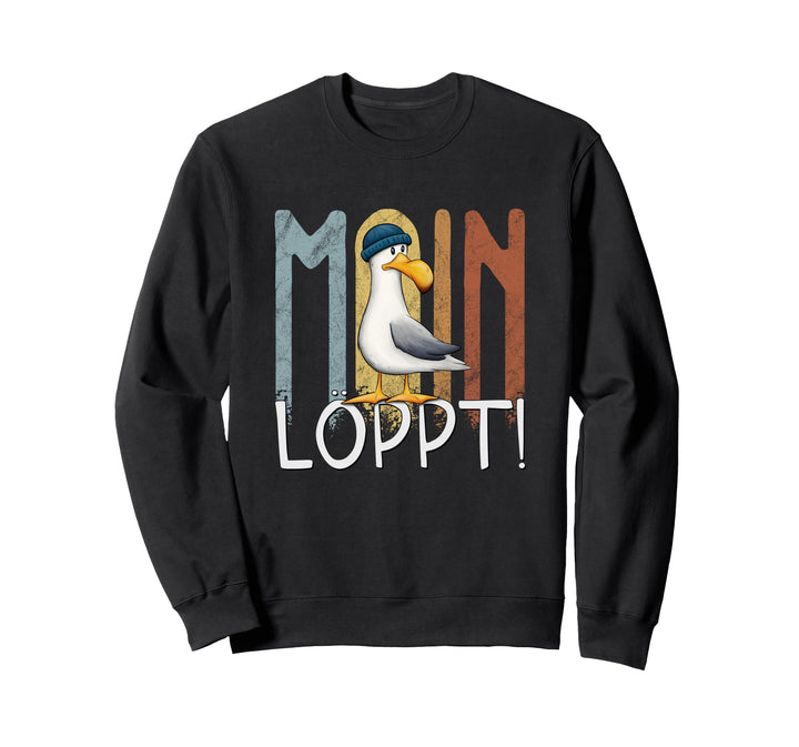 Moin Löppt Lässige Nordsee Ostsee Möwe mit Mütze Sweatshirt