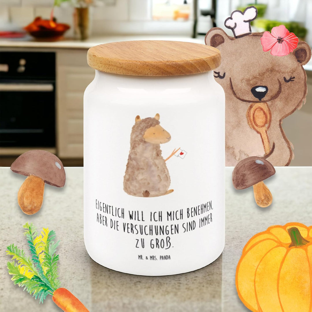 Mr. & Mrs. Panda Teedose Alpaka Fahne - Geschenk, behälter, Lama, Keksdose, Alpakas, Dose, Kaffeedos