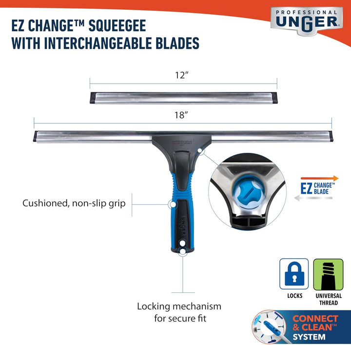 Unger Professional 45,7 cm EZ Change Fenster- und Glasreinigungsrakel – Reinigungsmittel, Abzieher f