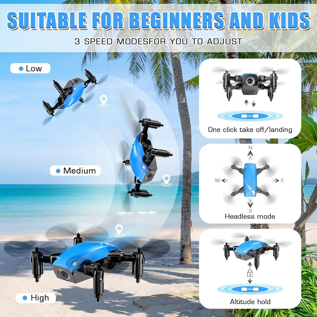 Mini RC Drohne mit Kamera für Kinder, Faltbarer Quadcopter mit Gestensteuerung, Sprachsteuerung und