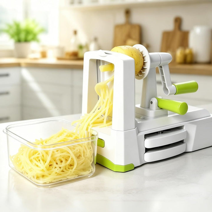 Spiralschneider Gemüseschneider 5 Klingen, manueller Sparschäler für Zoodles, Spaghetti,Obst &amp; Gemüs