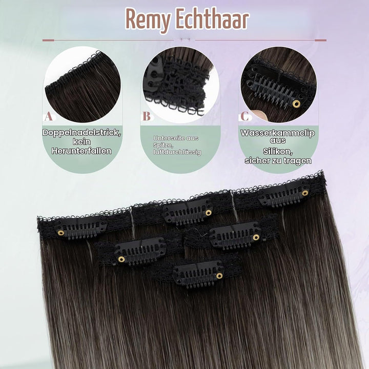 Benehair Clip in Extensions Echthaar 6 Stück, 35CM Single Clip Echthaar Extension Highlights für Fra