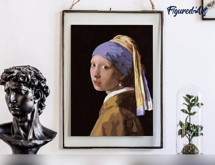 Figured'Art Malen Nach Zahlen Erwachsene Mit Rahmen Vermeer - Mädchen mit dem Perlenohrring - Paint