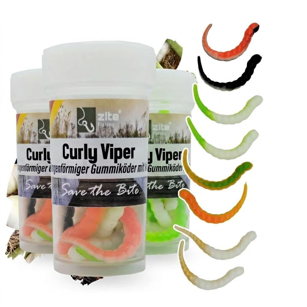 Zite Fishing Curly Viper Forellen Gummiköder 8 STK, 6,5cm - Schlangenartiger Forellenköder - UL Ange