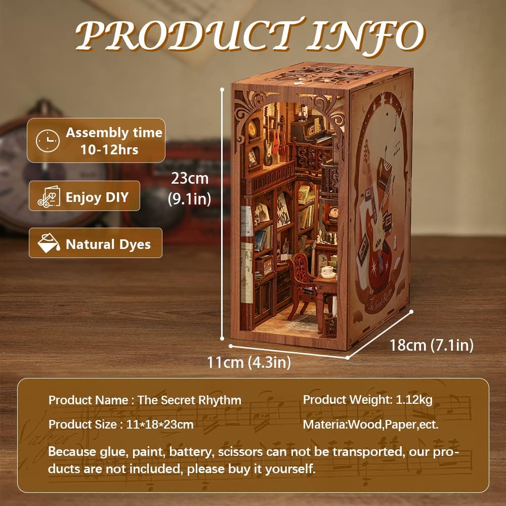 CUTEBEE Book Nook DIY Kit – DIY Puppenhäuser Miniatur Haus Kit mit Möbeln und LED-Licht, 3D Puzzle B