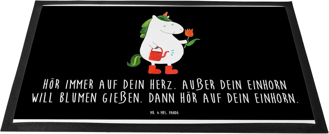 Mr. & Mrs. Panda 50 x 75 cm Fussmatte Einhorn Gärtner - Geschenk, Unicorn, Schmutzfänger, Luftballon