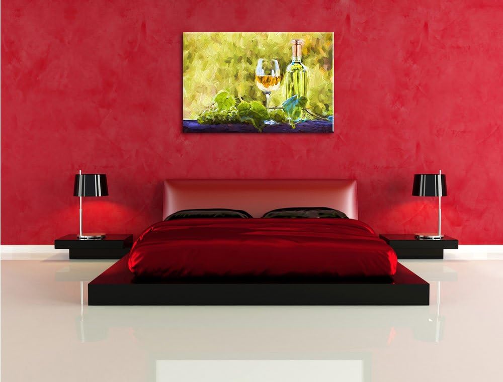 Pixxprint edler Wein und Weintrauben als Leinwandbild/Grösse: 100x70 / Wandbild/Kunstdruck/fertig be