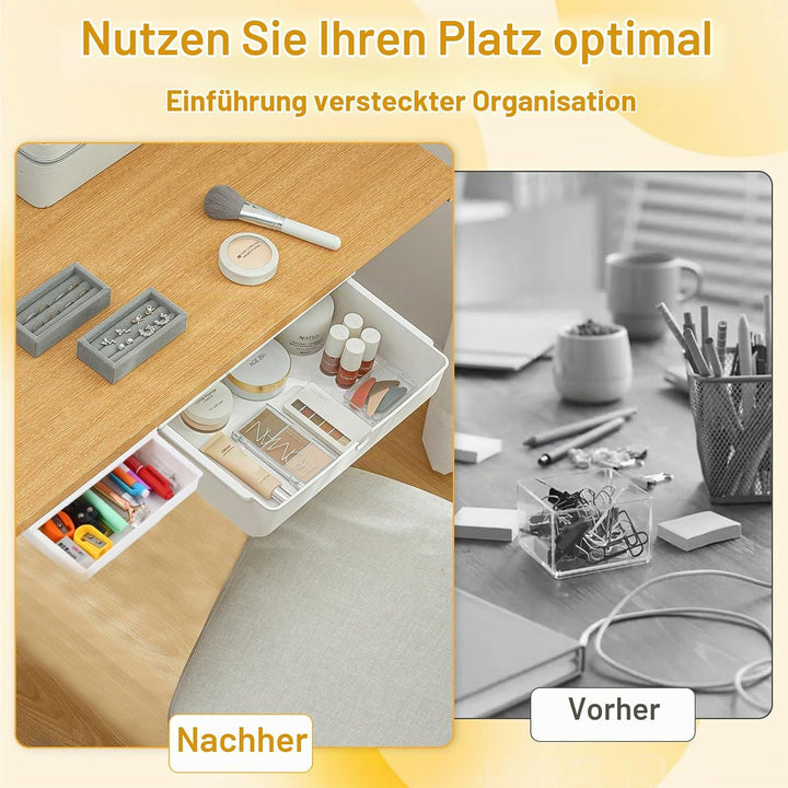 3 Stück Schublade unter Schreibtisch, Versteckte Schubladenbox, Schubladen Organizer Aufbewahrungsbo
