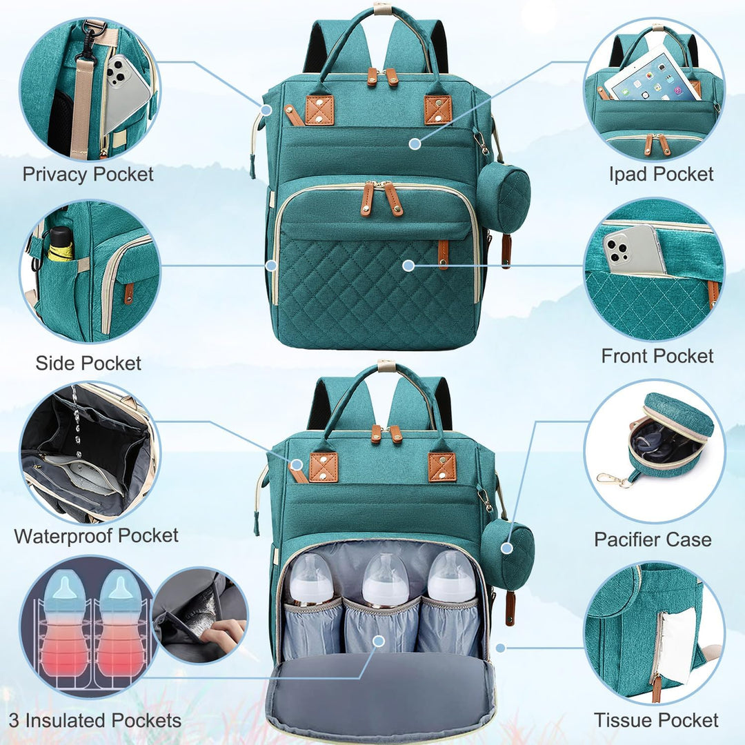 SHITIESHOU Diaper Bag Backpack Baby Bag, Baby Girl Boy Diaper Bag for Dad Mom with Pad, 16 Pockets G