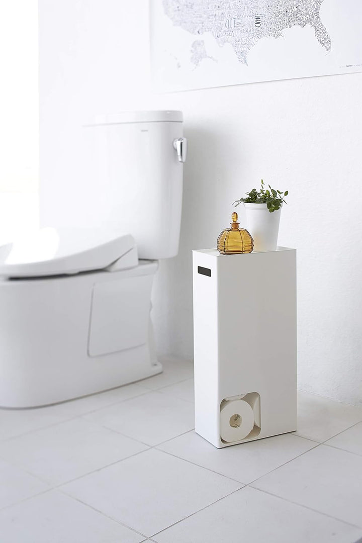 YAMAZAKI 'Tower' 3455 Toilettenpapierspender, Stahl, Weiss, 8 Rollen, Klopapier Aufbewahrung, Toilet