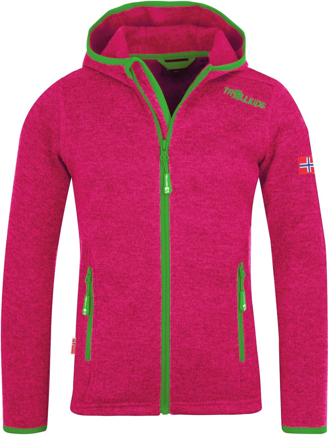 Trollkids Jondalen XT Mädchen Kapuzen Fleecejacke 92 Rosa/Grün, 92 Rosa/Grün