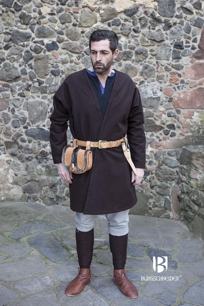 Burgschneider - Klappenrock Loki - Kleidung für Larp, Mittelalter, Cosplay und Fantasy, Braun S