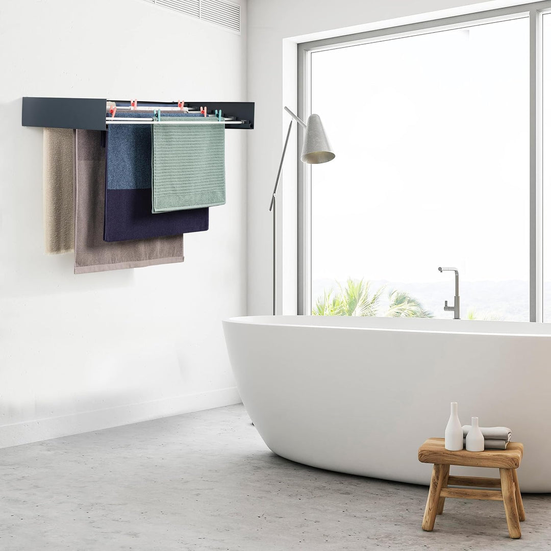 depogron Wäschetrockner 100 cm, Wand montierbar, Wäschetrockner, Faltbar, Geeignet für Innen- oder A