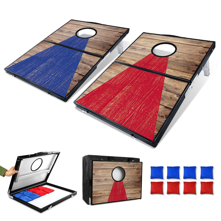 NZQXJXZ 3 x 2FT Aluminium Cornhole Set Outdoor, 2 in 1 Cornhole Game mit 8 Sitzsäcken & Tragetasche