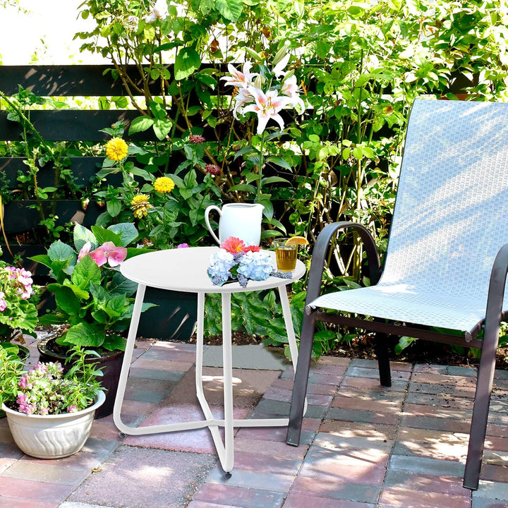 Beistelltisch, Kleiner Beistelltisch Metall, Garten Rund, Couchtish & Kaffeetisch mit Verstellbarer