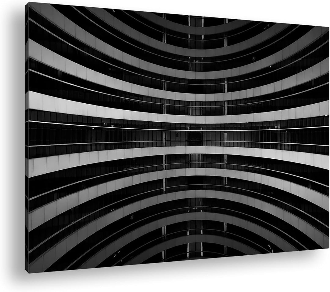 deyoli moderne Gebäude-Architektur Format: 80x60 Effekt: Monocrome Blau als Leinwand, Motiv fertig g