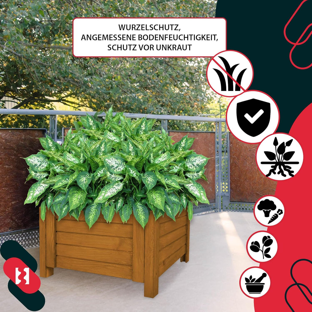 KOTARBAU® Blumenkasten - 50 x 50 x 30 cm - Pflanzkasten mit Vlies - Pflanzkübel gross aussen - Balko