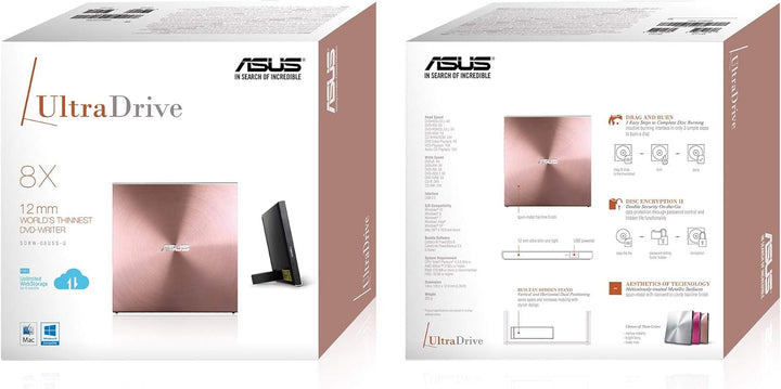 Asus SDRW-08U5S-U Ultradrive externer Slim DVD Brenner (8x DVD±R, 6x DVD±R DL, 5x DVD-RAM, USB 2.0)