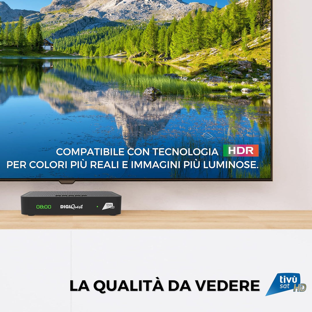 DIGIQUEST Combo-Decoder tivùsat Maximo | DVB-S2 und DVB-T2 | 2-in-1-Fernbedienung | tivùsat-Smartcar