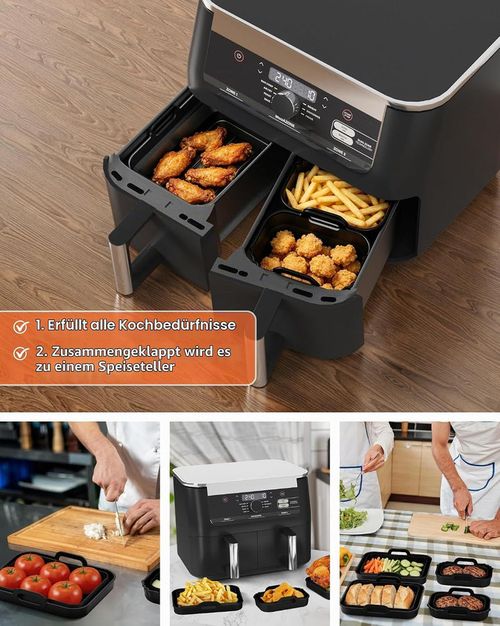 Silikonform Heissluftfritteuse, Airfryer Zubehör 4 Stück für Ninja AF400EU SL400EU AF451EU, COSORI,