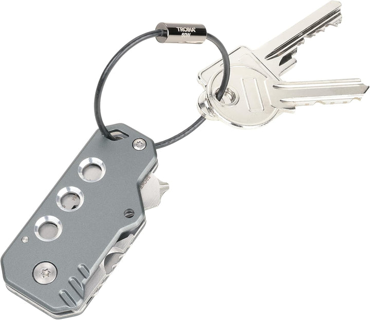TROIKA Mini-Werkzeug mit 11 Funktionen – KEYTOOL – Messer – Schlüsselanhänger (Drahtschlaufe) – Fade