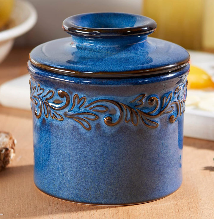 Butter Bell BB-AQDB The Original Crock by L. Tremain, Antique Collection-Denim Blue Buttertopf, Kera