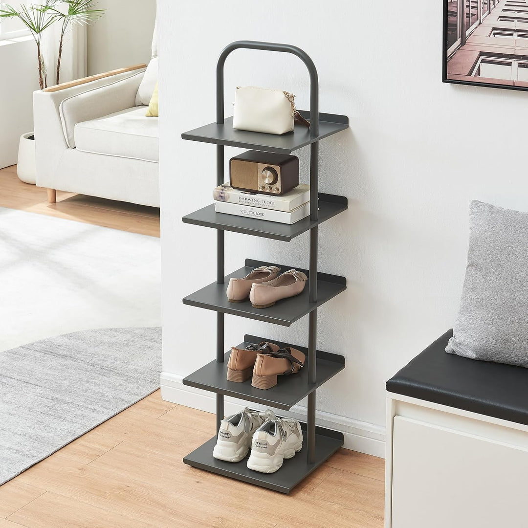 [en.casa] Schuhregal schmal Poytya mit 5 Ebenen Metall 119 x 34 x 32 cm Schuhständer für 5 Paare Sch