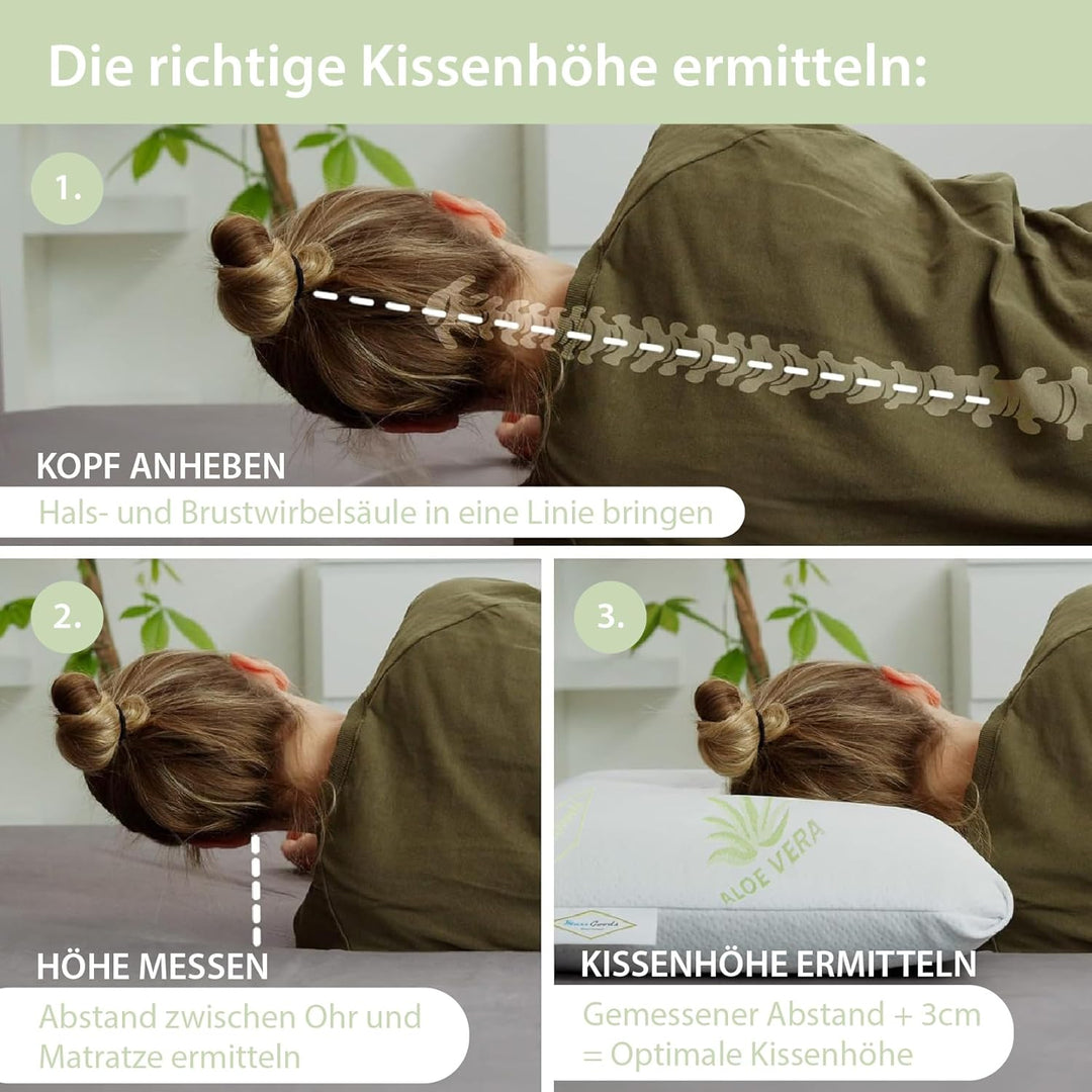 orthopädisches Kissen, Nackenstützkissen aus Visco Gelschaum mit Aloe Vera Schutzbezug &amp; Innenbezug
