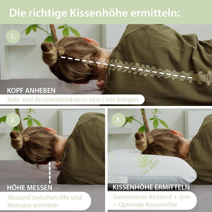 orthopädisches Kissen, Nackenstützkissen aus Visco Gelschaum mit Aloe Vera Schutzbezug &amp; Innenbezug