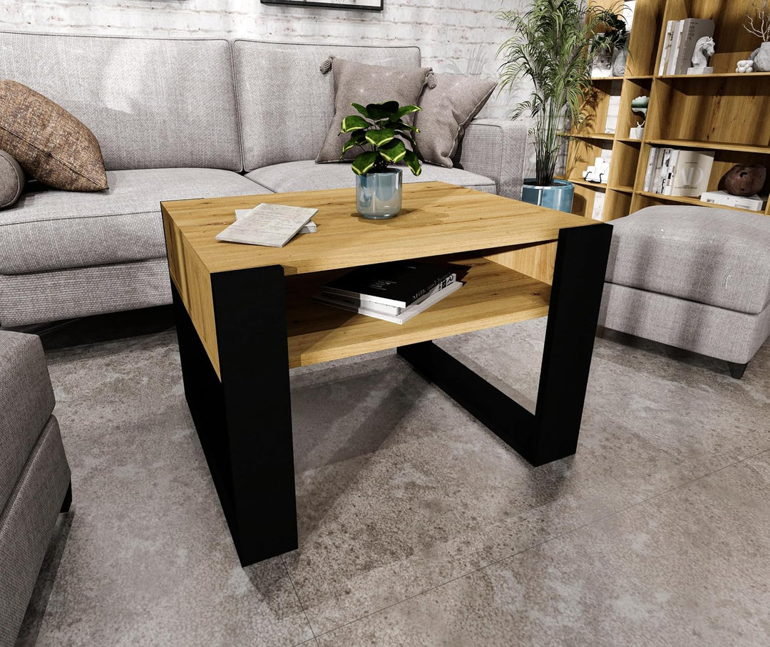 Couchtisch 65×53.6 cm – Wohnzimmertisch aus Holzwerkstoff, Stabiler & moderner Kaffeetisch mit zusät