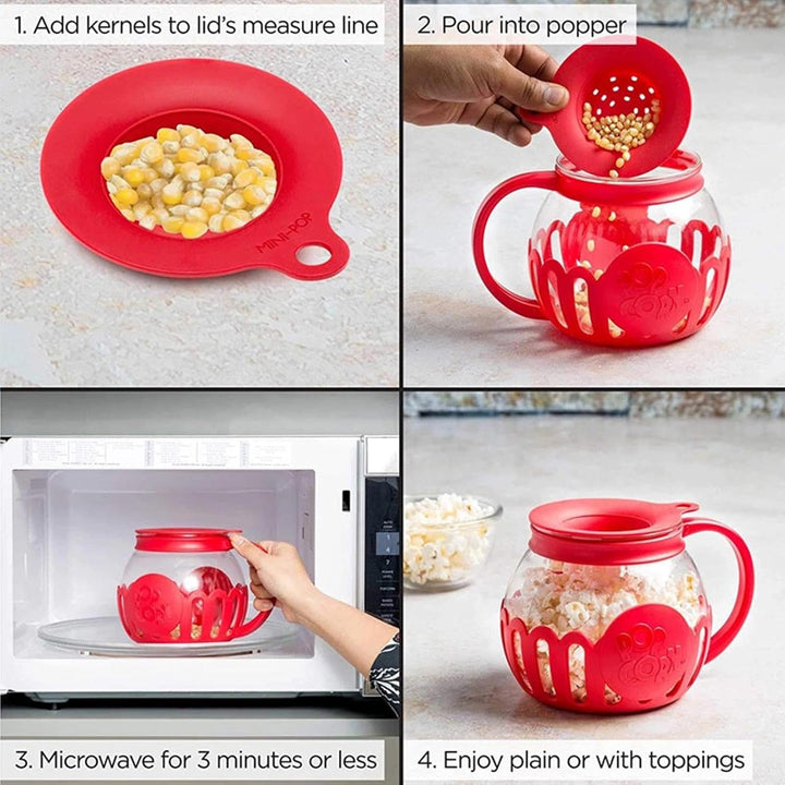 Popcorn-Maschine - Air Popcorn Popper Bowl Mit Deckel, Popcorn Maker Mikrowelle, Rot Red, Red