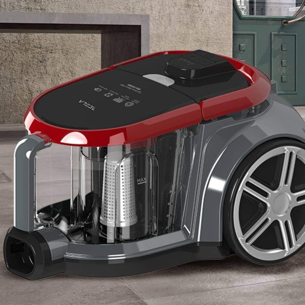 TESLA BGL400BR beutelloser Staubsauger (800 W, Geräuschpegel 72 dB, Arbeitsradius 8 m, waschbarer HE