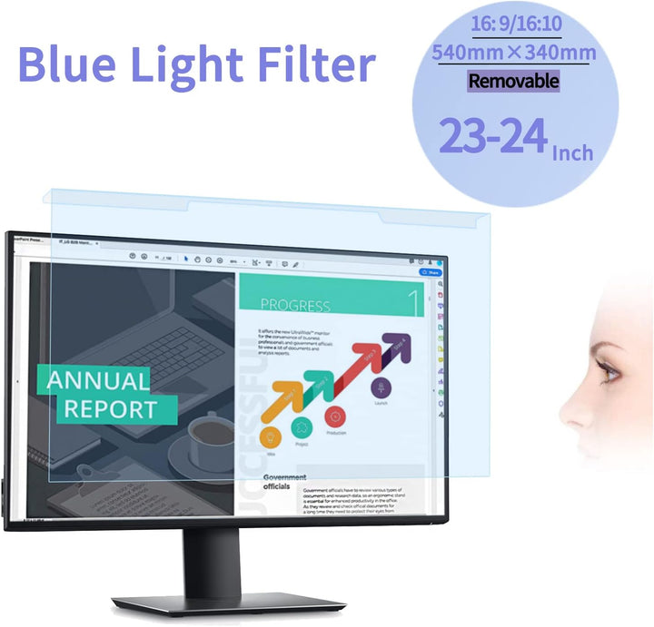 23-24 Zoll Computer Universal Hängend Anti-Blaulichtfilter, [Augenpflege] Blaulicht Schutzfolie, Acr