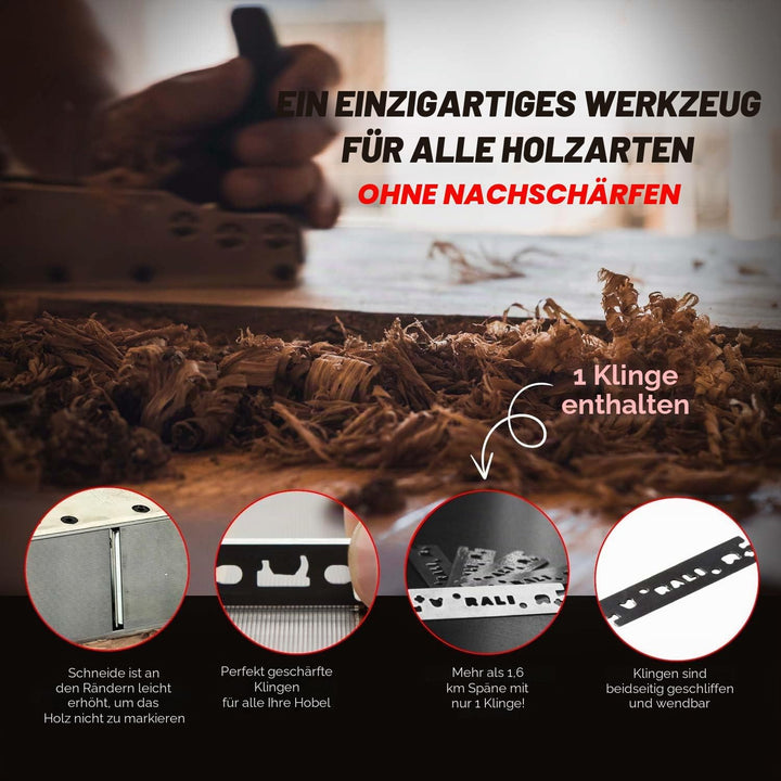 Hobel RALI 105 EVO B: Einhandhobel ohne Nachschärfen | Handhobel für Tischler | Einfache Einstellung