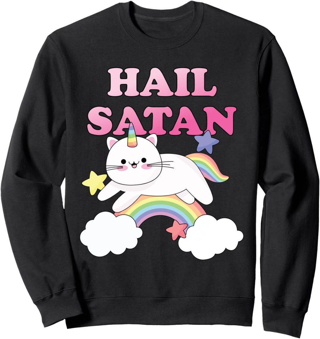 Rainbow Satanic Unicorn Cat Hail Satan Sweatshirt
