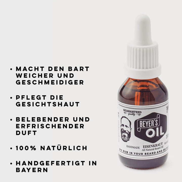Beyer's Oil Bartöl Eisenkraut 30ml - 100% natürlich - Macht den Bart weich Eisenkraut (Herb frisch)