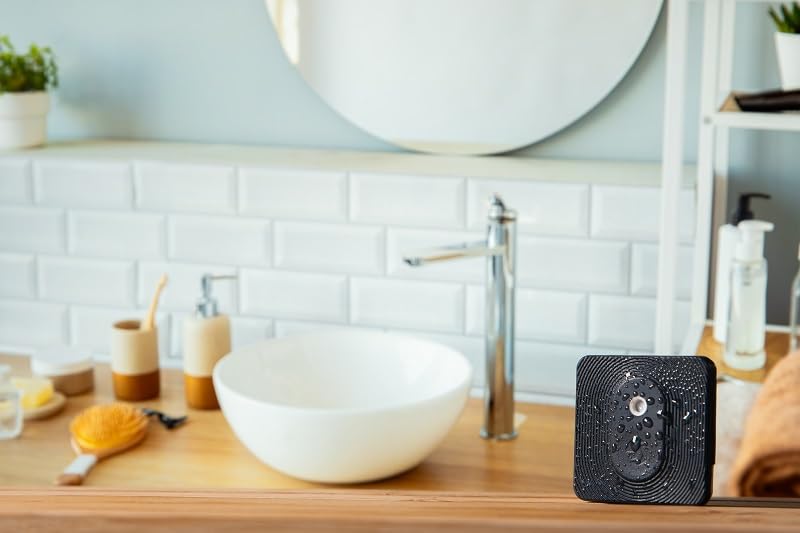 Shelly Blu H&T Schwarz | Bluetooth-gesteuerter Temperatur- und Luftfeuchtigkeitssensor | Spritzwasse