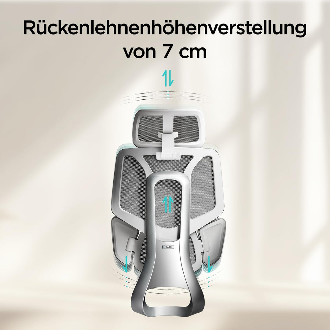 Hbada E3 Air Bürostuhl Ergonomisch, Schreibtischstuhl - mit 3-Zonen dynamischer Lendenwirbelstütze,
