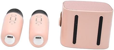 Karaoke Maschinen Set, Tragbarer Stereo Bluetooth Lautsprecher mit 2 Kabellosen Mikrofonen für Kinde