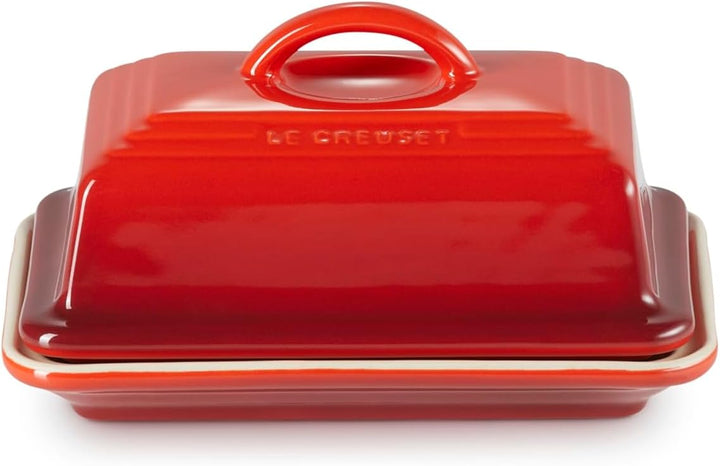 Le Creuset Steinzeug Butterdose, 900 g, 17 x 12.5 x 9 cm, Kirschrot, Kirschrot