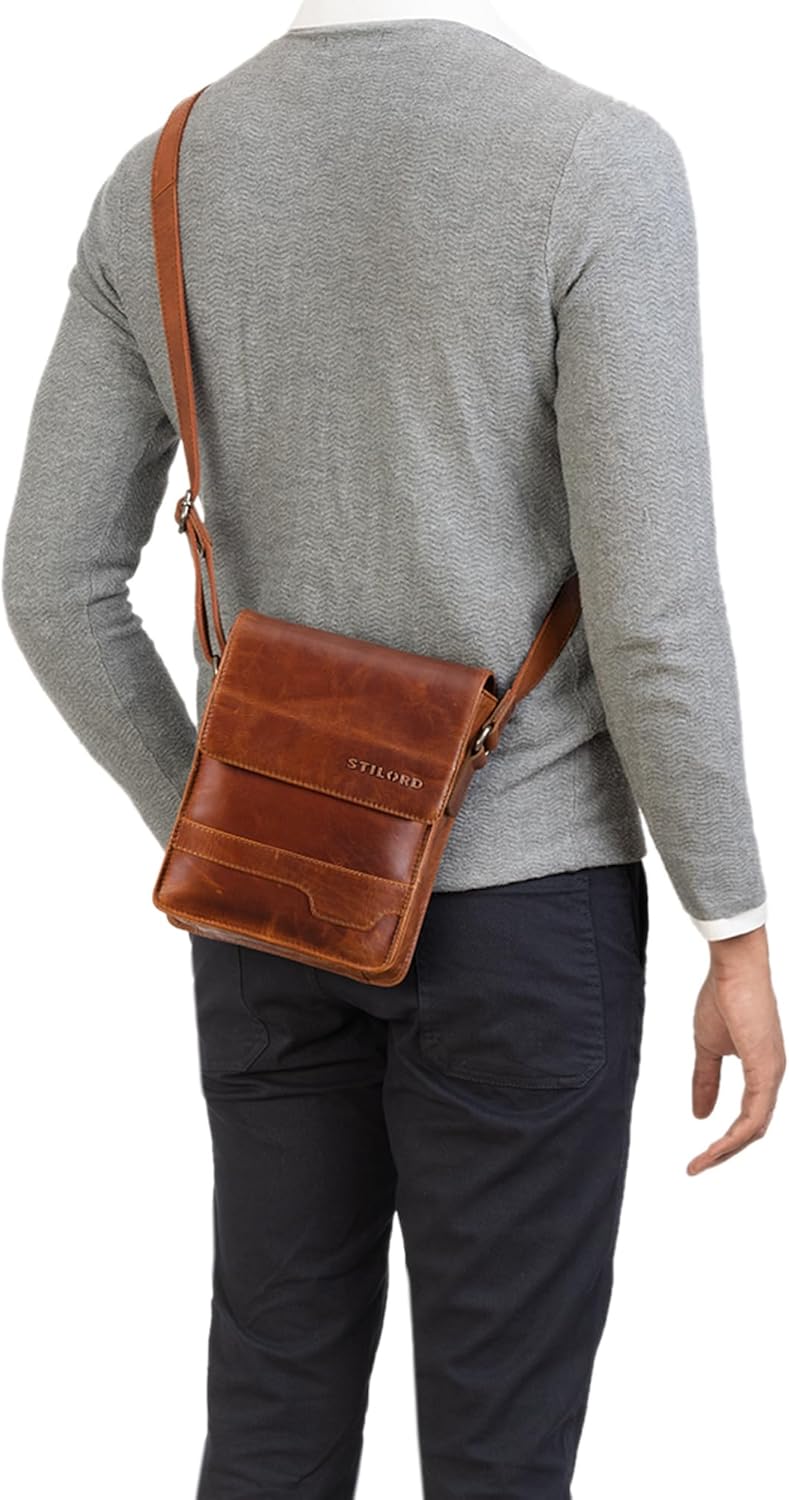 STILORD 'Sven' Herrenhandtasche Leder Umhängetasche klein Schultertasche Männer 8 Zoll Tablet Herren
