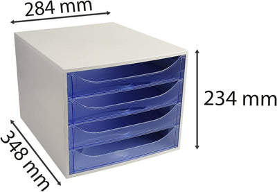 Exacompta 228610D Ablagebox Linicolor mit 4 Schubladen für DIN A4+ Dokumente. Ecobox mit hoher Kapaz