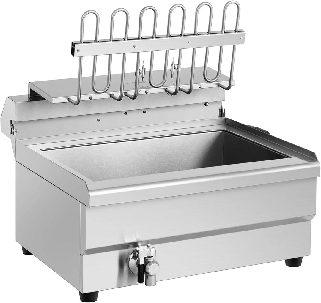 Royal Catering Fettbackgerät Edelstahl mit Ablage 30 L 9000 W 60-200 °C Kaltzone Fettablaufhahn Abde