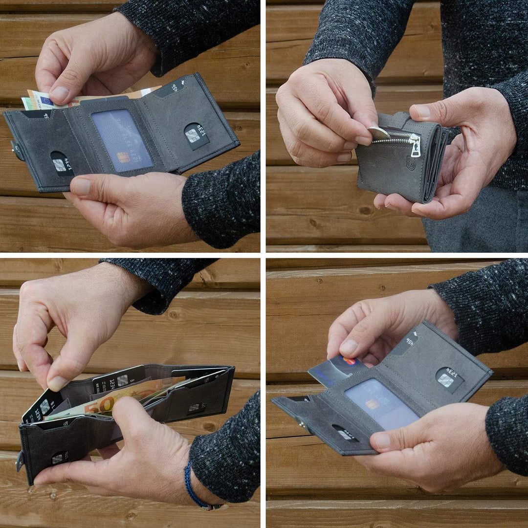 NEU: SOLO PELLE® Slim Wallet mit Münzfach [12 Karten] Slimwallet Riva [RFID-Schutz] Kartenetui mit M