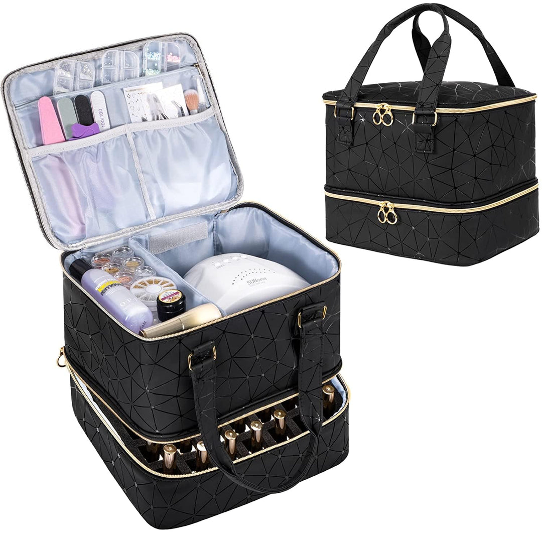 Uross Nagellack Organizer für 42 Nagellackflaschen und 1 LED-Nagellampe, Nagellack Aufbewahrung Tasc
