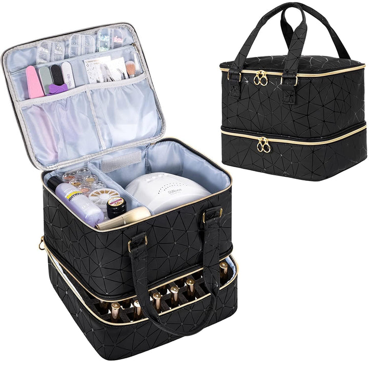 Uross Nagellack Organizer für 42 Nagellackflaschen und 1 LED-Nagellampe, Nagellack Aufbewahrung Tasc
