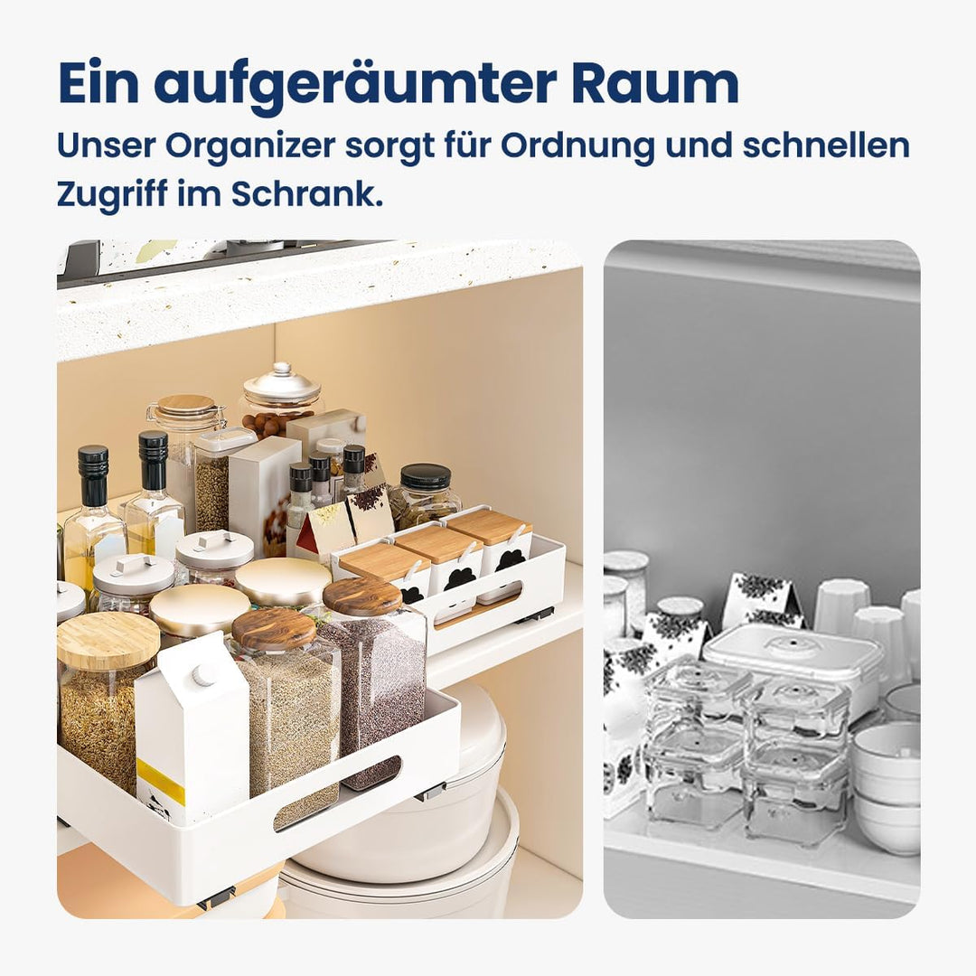Heikoeco® Organizer Schublade, Teleskopschublade, Schrank Organizer, Hochwertige Auszugsführungen, a