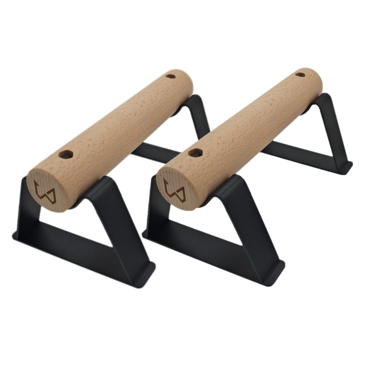 Calisthenics Parallettes aus Holz – Parallettes mit rutschfester Basis aus Stahl | Push Up Bars für