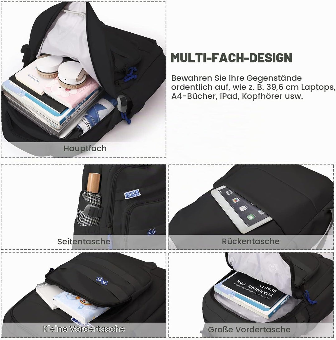 Amythe Schulrucksack Mädchen Teenager, Wasserdicht Daypack, Leichter Schulranzen Mädchen Jungen mit